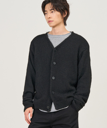 ヘアリー vneck クロップドカーディガン (BLACK)
