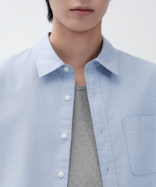 MUSINSA STANDARD（ムシンサスタンダード）の「クロップオックスフォードシャツ[ブルー]（シャツ/ブラウス・メンズ・その他・2XL/LARGE/X-LARGE/MEDIUM）」の4枚目の写真