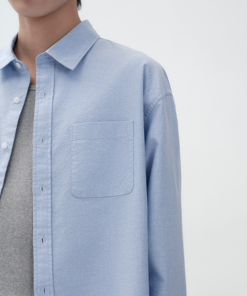 MUSINSA STANDARD（ムシンサスタンダード）の「クロップオックスフォードシャツ[ブルー]（シャツ/ブラウス・メンズ・その他・2XL/LARGE/X-LARGE/MEDIUM）」の3枚目の写真