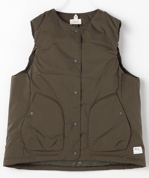 FREAK'S STORE(フリークスストア)の「NANGA/ナンガ HINOC RIPSTOP INNER DOWN VEST W/ヒノックリップストップ インナーダウンベスト(ウィメンズ)(ダウンベスト・レディース・ブラック/オリーブ・MEDIUM)」の2枚目の写真