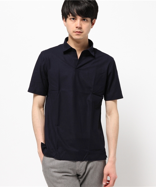 HELIOPOLE(エリオポール)の「 鹿の子スキッパーシャツ(シャツ/ブラウス・メンズ・ホワイト/ブルー/ネイビー・LARGE/MEDIUM)」の2枚目の写真