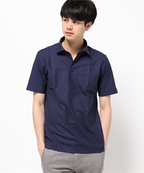 HELIOPOLE(エリオポール)の「 鹿の子スキッパーシャツ(シャツ/ブラウス・メンズ・ホワイト/ブルー/ネイビー・LARGE/MEDIUM)」の3枚目の写真