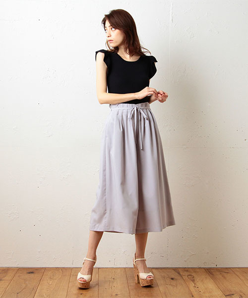 MIIA（ミーア）の「ウエストピンタックガウチョパンツ（その他パンツ・レディース・ピンク/オフホワイト/ブルー/ベージュ・FREE）」の6枚目の写真