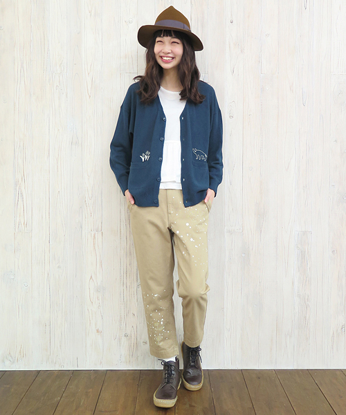 Ne-net（ネネット）の「S いぬねことりニット（ニット/セーター・レディース・グリーン/イエロー/オフホワイト・02/03）」の4枚目の写真