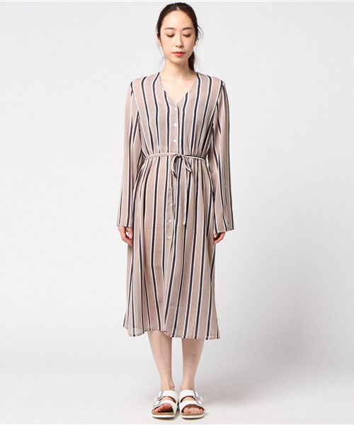 PUNYUS（プニュズ）の「ストライプ柄ワンピース（ワンピース・レディース・ブルー/ベージュ・1/3/2/4）」の3枚目の写真