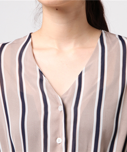 PUNYUS（プニュズ）の「ストライプ柄ワンピース（ワンピース・レディース・ブルー/ベージュ・1/3/2/4）」の6枚目の写真