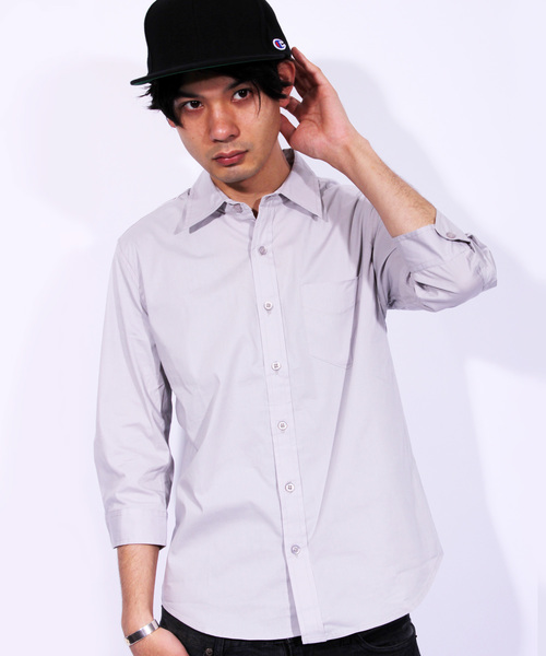 8(eight)(エイト)の「ブロード 7分袖シャツ コットン(シャツ/ブラウス・メンズ・ブラック/ホワイト/ピンク/グレー/ワイン/ネイビー・MEDIUM/LARGE/X-LARGE)」の4枚目の写真