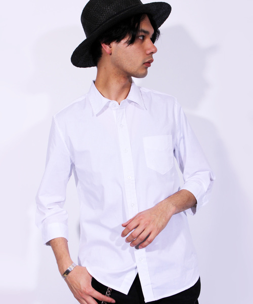 8(eight)(エイト)の「ブロード 7分袖シャツ コットン(シャツ/ブラウス・メンズ・ブラック/ホワイト/ピンク/グレー/ワイン/ネイビー・MEDIUM/LARGE/X-LARGE)」の2枚目の写真