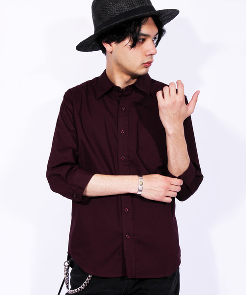 8(eight)(エイト)の「ブロード 7分袖シャツ コットン(シャツ/ブラウス・メンズ・ブラック/ホワイト/ピンク/グレー/ワイン/ネイビー・MEDIUM/LARGE/X-LARGE)」の6枚目の写真