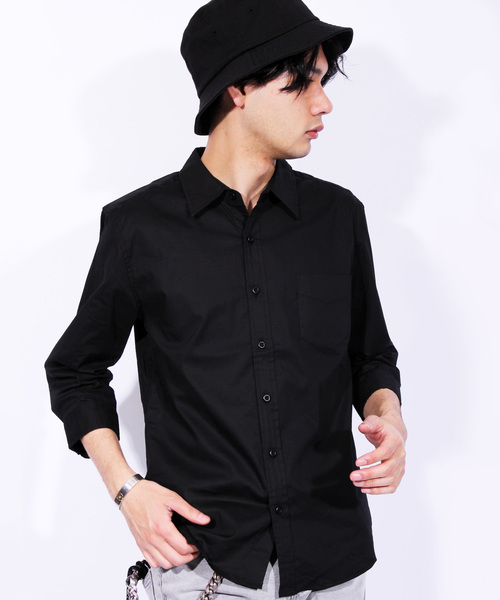 8(eight)(エイト)の「ブロード 7分袖シャツ コットン(シャツ/ブラウス・メンズ・ブラック/ホワイト/ピンク/グレー/ワイン/ネイビー・MEDIUM/LARGE/X-LARGE)」の3枚目の写真