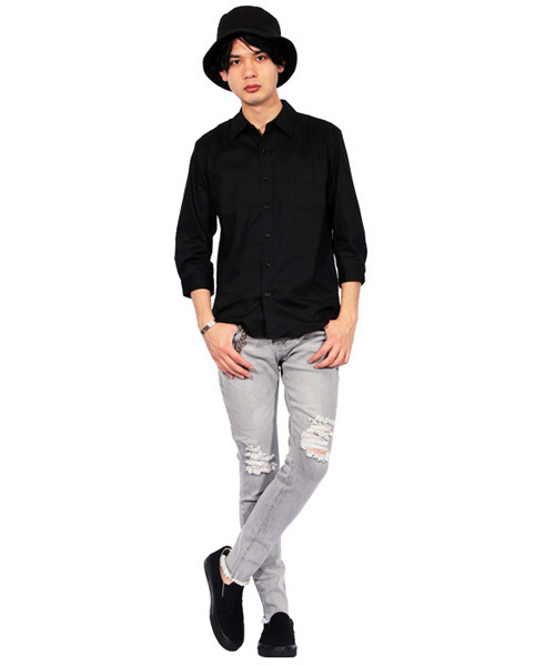 8(eight)(エイト)の「ブロード 7分袖シャツ コットン(シャツ/ブラウス・メンズ・ブラック/ホワイト/ピンク/グレー/ワイン/ネイビー・MEDIUM/LARGE/X-LARGE)」の22枚目の写真