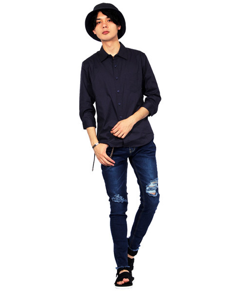 8(eight)(エイト)の「ブロード 7分袖シャツ コットン(シャツ/ブラウス・メンズ・ブラック/ホワイト/ピンク/グレー/ワイン/ネイビー・MEDIUM/LARGE/X-LARGE)」の16枚目の写真