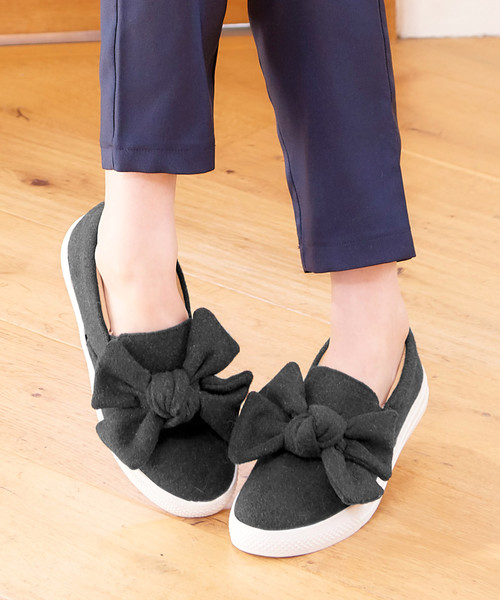 KOBE LETTUCE（コウベレタス）の「自慢したくなる大きめリボン♪BIGリボンスリッポン/レディースシューズ/スニーカー[I1430]神戸レタス（スニーカー・レディース・ブラウン/グレー/ブラック/その他/ワイン・S/LL/M/L）」の3枚目の写真