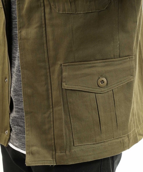 ミリタリージャケット ベージュ ネイビー TopIsm（トップイズム）の「M-65 ストレッチ入りミリタリー