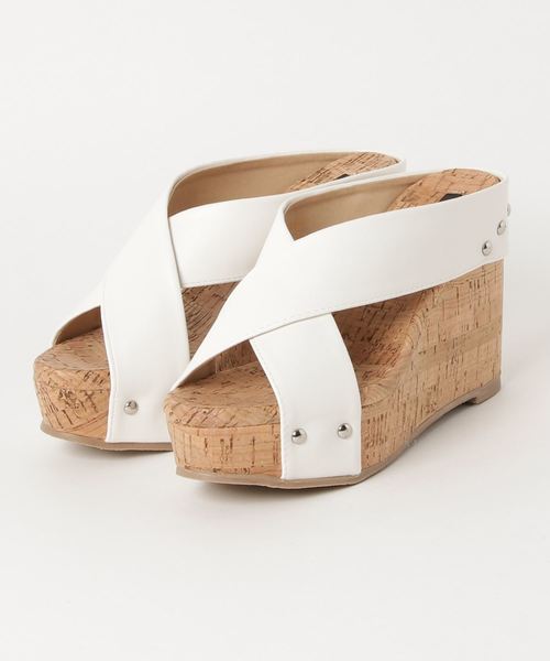 NATURAL BEAUTY BASIC(ナチュラルビューティーベーシック)の「クロスコルクミュール(サンダル・レディース・ホワイト/ベージュ系その他/ピンク・LARGE/MEDIUM/SMALL)」の6枚目の写真