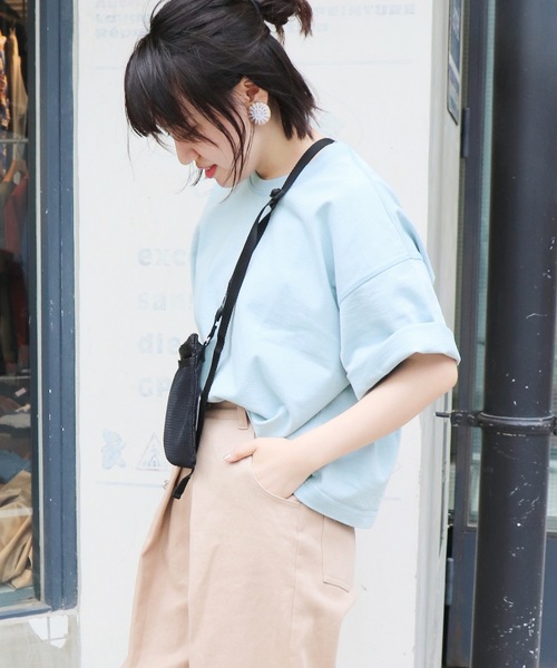 SLOBE IENA（スローブイエナ）の「デラヴェクロップドTシャツ◆（Tシャツ/カットソー・レディース・ホワイト/ベージュ/サックスブルー/イエロー・FREE）」の3枚目の写真