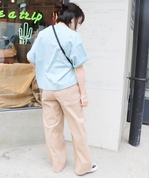 SLOBE IENA（スローブイエナ）の「デラヴェクロップドTシャツ◆（Tシャツ/カットソー・レディース・ホワイト/ベージュ/サックスブルー/イエロー・FREE）」の22枚目の写真