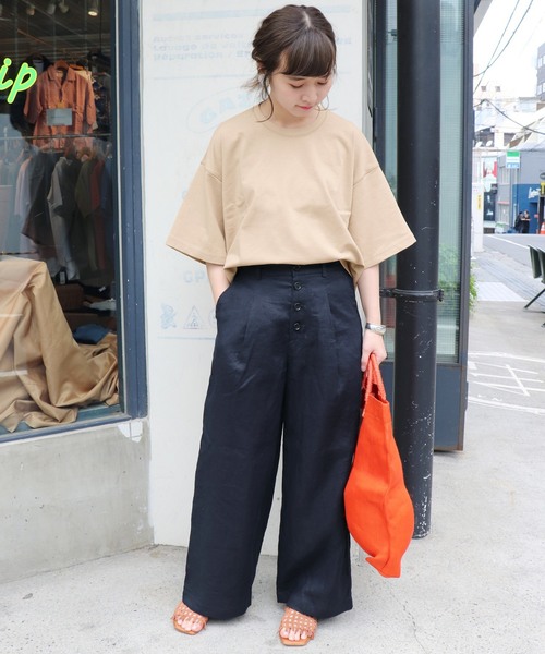 SLOBE IENA（スローブイエナ）の「デラヴェクロップドTシャツ◆（Tシャツ/カットソー・レディース・ホワイト/ベージュ/サックスブルー/イエロー・FREE）」の12枚目の写真