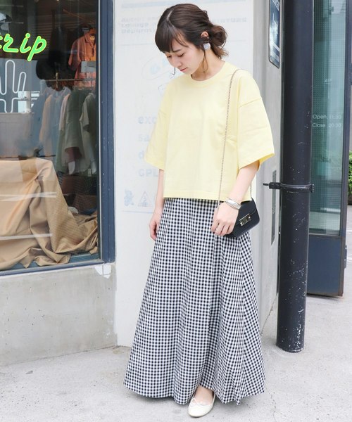 SLOBE IENA（スローブイエナ）の「デラヴェクロップドTシャツ◆（Tシャツ/カットソー・レディース・ホワイト/ベージュ/サックスブルー/イエロー・FREE）」の21枚目の写真