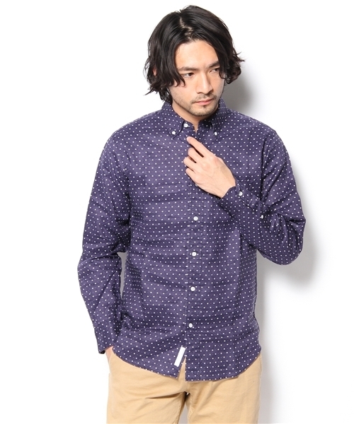 BEAUTY&YOUTH UNITED ARROWS（ビューティーアンドユースユナイテッドアローズ）の「BY ラミー/プリント ボタンダウンシャツ(Regular)◆§5（シャツ/ブラウス・メンズ・オフホワイト/マスタード/ネイビー・X-SMALL/SMALL/MEDIUM/LARGE/X-LARGE）」の3枚目の写真