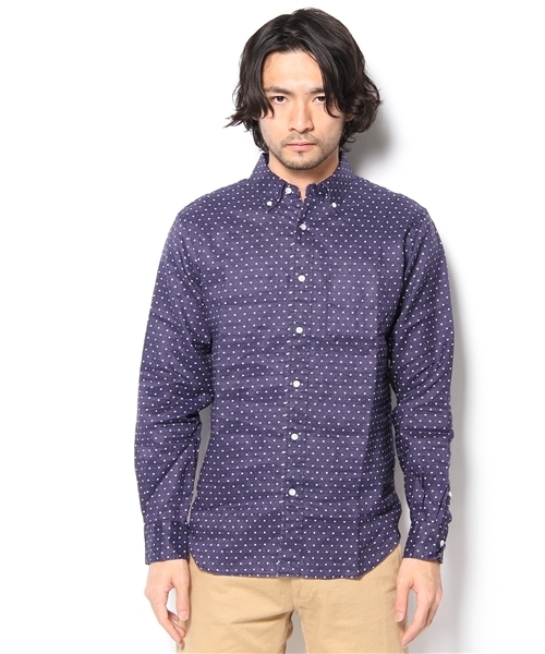 BEAUTY&YOUTH UNITED ARROWS（ビューティーアンドユースユナイテッドアローズ）の「BY ラミー/プリント ボタンダウンシャツ(Regular)◆§5（シャツ/ブラウス・メンズ・オフホワイト/マスタード/ネイビー・X-SMALL/SMALL/MEDIUM/LARGE/X-LARGE）」の4枚目の写真