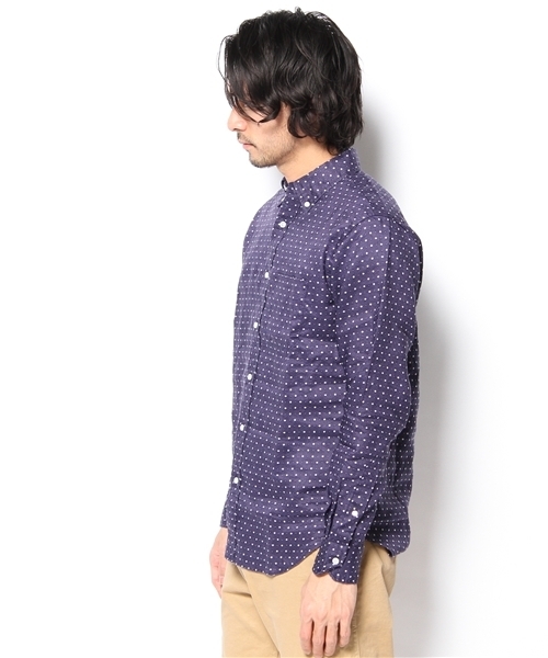 BEAUTY&YOUTH UNITED ARROWS（ビューティーアンドユースユナイテッドアローズ）の「BY ラミー/プリント ボタンダウンシャツ(Regular)◆§5（シャツ/ブラウス・メンズ・オフホワイト/マスタード/ネイビー・X-SMALL/SMALL/MEDIUM/LARGE/X-LARGE）」の5枚目の写真