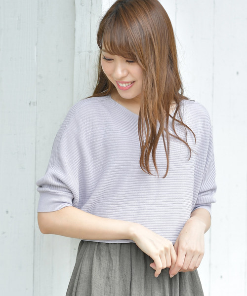 rps（アールピーエス）の「横リブドルマンニットプルオーバー（ニット/セーター・レディース・オフホワイト/杢グレー/カーキ/イエロー/ネイビー/ラベンダー・M）」の5枚目の写真