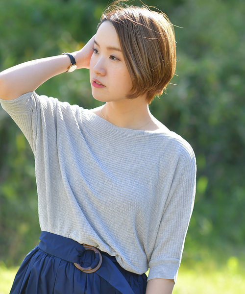 rps（アールピーエス）の「横リブドルマンニットプルオーバー（ニット/セーター・レディース・オフホワイト/杢グレー/カーキ/イエロー/ネイビー/ラベンダー・M）」の3枚目の写真