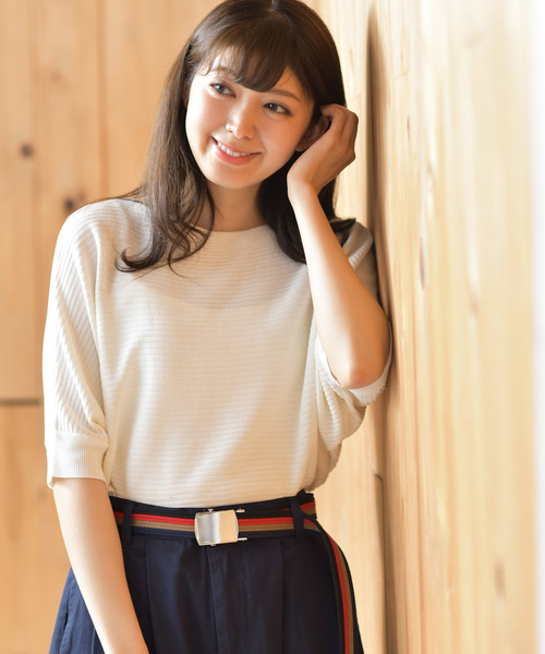 rps（アールピーエス）の「横リブドルマンニットプルオーバー（ニット/セーター・レディース・オフホワイト/杢グレー/カーキ/イエロー/ネイビー/ラベンダー・M）」の2枚目の写真