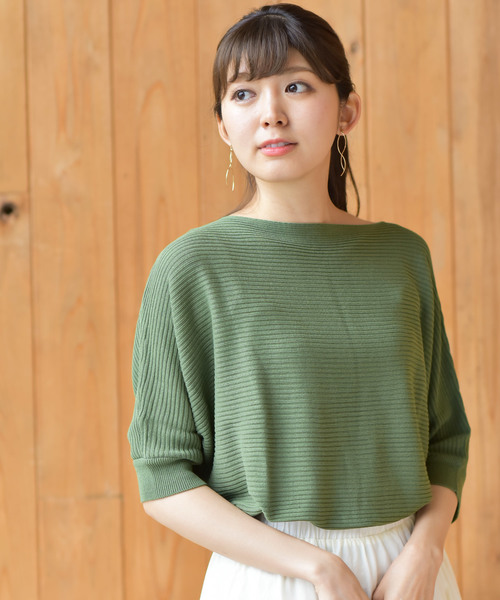 rps（アールピーエス）の「横リブドルマンニットプルオーバー（ニット/セーター・レディース・オフホワイト/杢グレー/カーキ/イエロー/ネイビー/ラベンダー・M）」の4枚目の写真