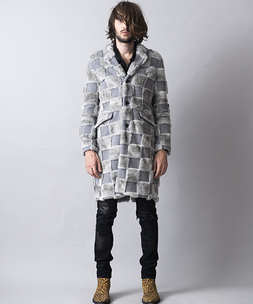 NO ID.(ノーアイディ)の「mj5955-チェックチェスターコート(チェスターコート・メンズ・レッド/ブルー/グレー・1/2/3)」の17枚目の写真