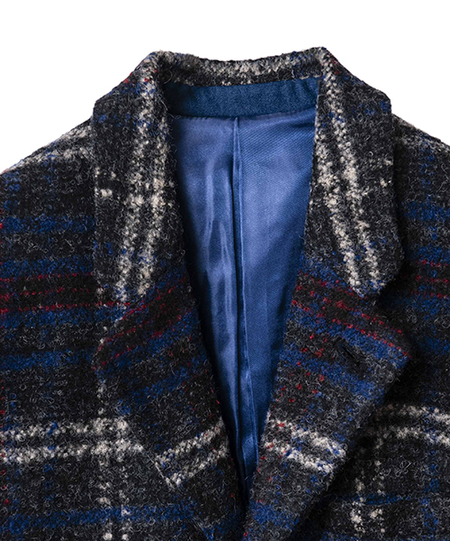 NO ID.(ノーアイディ)の「mj5955-チェックチェスターコート(チェスターコート・メンズ・レッド/ブルー/グレー・1/2/3)」の14枚目の写真