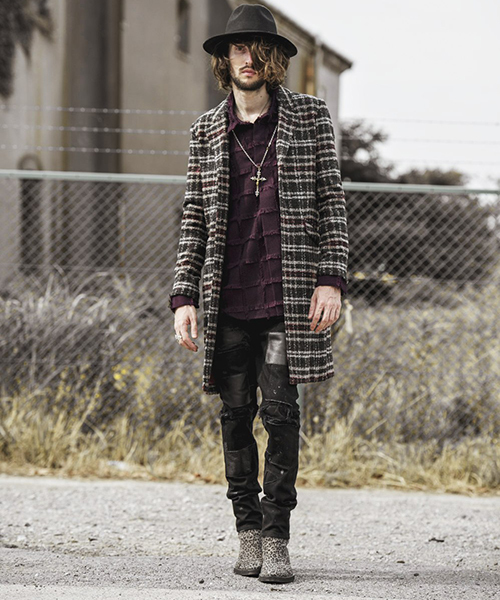 NO ID.(ノーアイディ)の「mj5955-チェックチェスターコート(チェスターコート・メンズ・レッド/ブルー/グレー・1/2/3)」の5枚目の写真