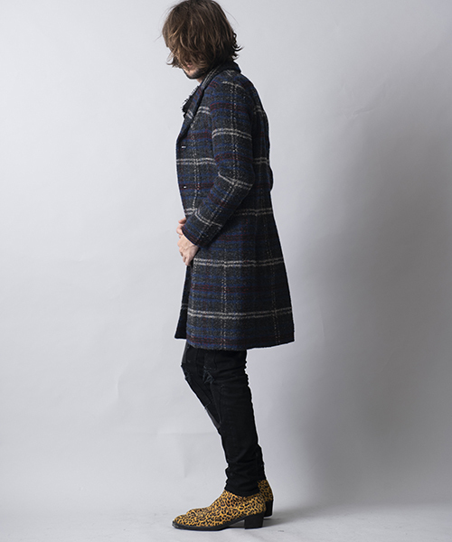 NO ID.(ノーアイディ)の「mj5955-チェックチェスターコート(チェスターコート・メンズ・レッド/ブルー/グレー・1/2/3)」の8枚目の写真