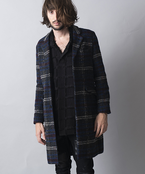 NO ID.(ノーアイディ)の「mj5955-チェックチェスターコート(チェスターコート・メンズ・レッド/ブルー/グレー・1/2/3)」の16枚目の写真