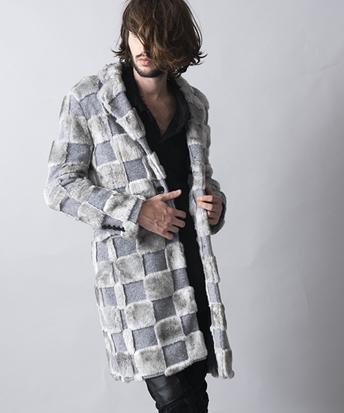 NO ID.(ノーアイディ)の「mj5955-チェックチェスターコート(チェスターコート・メンズ・レッド/ブルー/グレー・1/2/3)」の9枚目の写真