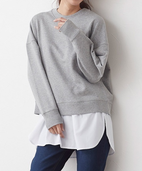 Pierrot(ピエロ)の「スウェットプルオーバー(スウェット・レディース・ブラック/ネイビー/アイボリー/杢グレー/チャコール/ベージュ系その他・M/L)」の4枚目の写真