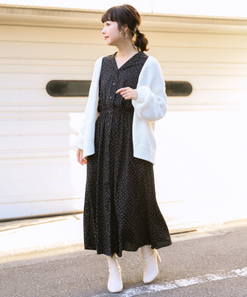 LOWRYS FARM（ローリーズファーム）の「カイキンシャツワンピース　823921（ワンピース・レディース・ホワイト系その他/ブラック系その他/ドット/カーキ/ベージュ・MEDIUM/LARGE）」の5枚目の写真