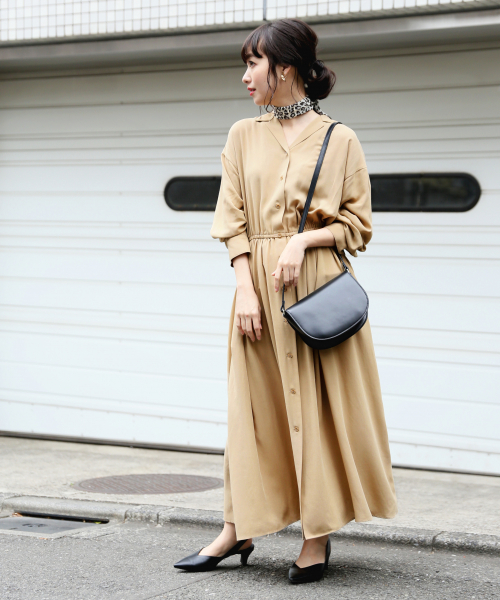 LOWRYS FARM（ローリーズファーム）の「カイキンシャツワンピース　823921（ワンピース・レディース・ホワイト系その他/ブラック系その他/ドット/カーキ/ベージュ・MEDIUM/LARGE）」の21枚目の写真