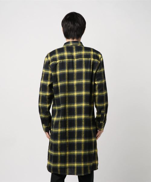 おしゃれスタ(オシャレスタ)の「ビッグシルエットオンブレチェックロングシャツ(KU)(シャツ/ブラウス・メンズ・レッド/グリーン/イエロー・M/L)」の5枚目の写真