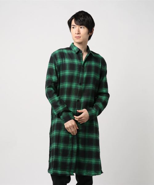 おしゃれスタ(オシャレスタ)の「ビッグシルエットオンブレチェックロングシャツ(KU)(シャツ/ブラウス・メンズ・レッド/グリーン/イエロー・M/L)」の16枚目の写真