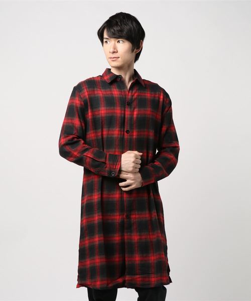 おしゃれスタ(オシャレスタ)の「ビッグシルエットオンブレチェックロングシャツ(KU)(シャツ/ブラウス・メンズ・レッド/グリーン/イエロー・M/L)」の14枚目の写真