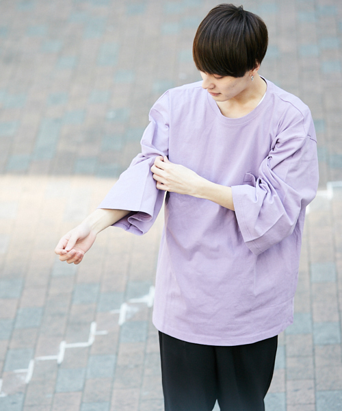 kutir(クティール)の「【ウルトラルーズシルエット】7分袖Tシャツ(Tシャツ/カットソー・メンズ・パープル/ブラック/ベージュ/ホワイト・MEDIUM/LARGE)」の4枚目の写真