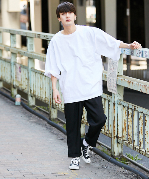 kutir(クティール)の「【ウルトラルーズシルエット】7分袖Tシャツ(Tシャツ/カットソー・メンズ・パープル/ブラック/ベージュ/ホワイト・MEDIUM/LARGE)」の5枚目の写真