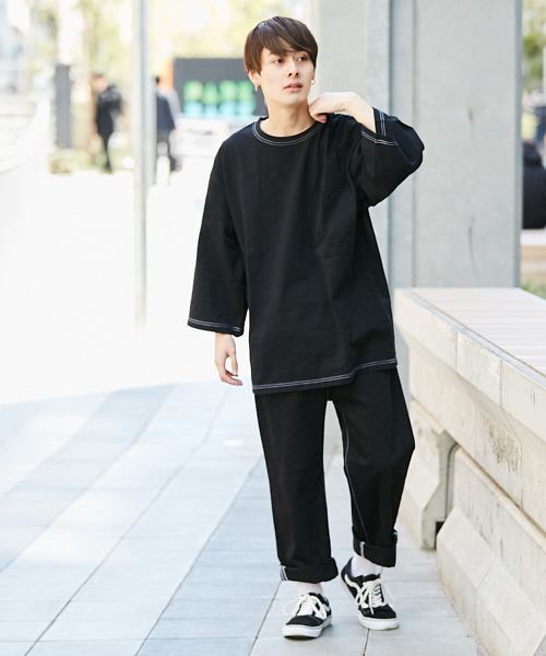 kutir(クティール)の「【ウルトラルーズシルエット】7分袖Tシャツ(Tシャツ/カットソー・メンズ・パープル/ブラック/ベージュ/ホワイト・MEDIUM/LARGE)」の8枚目の写真