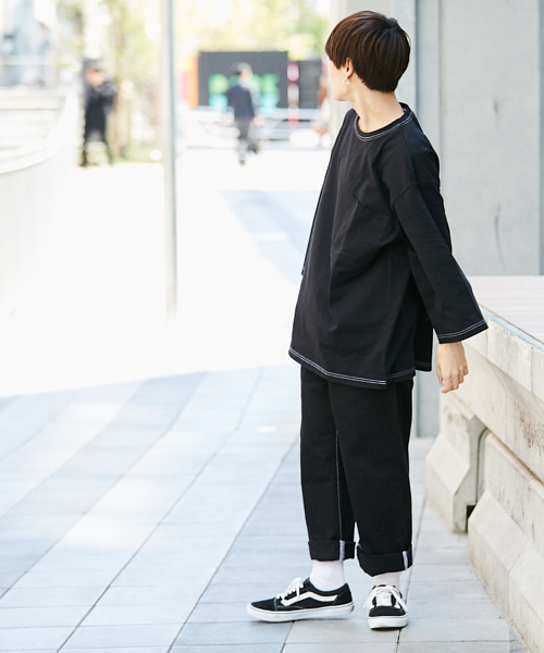 kutir(クティール)の「【ウルトラルーズシルエット】7分袖Tシャツ(Tシャツ/カットソー・メンズ・パープル/ブラック/ベージュ/ホワイト・MEDIUM/LARGE)」の9枚目の写真