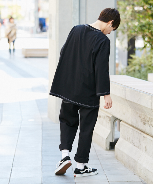 kutir(クティール)の「【ウルトラルーズシルエット】7分袖Tシャツ(Tシャツ/カットソー・メンズ・パープル/ブラック/ベージュ/ホワイト・MEDIUM/LARGE)」の10枚目の写真