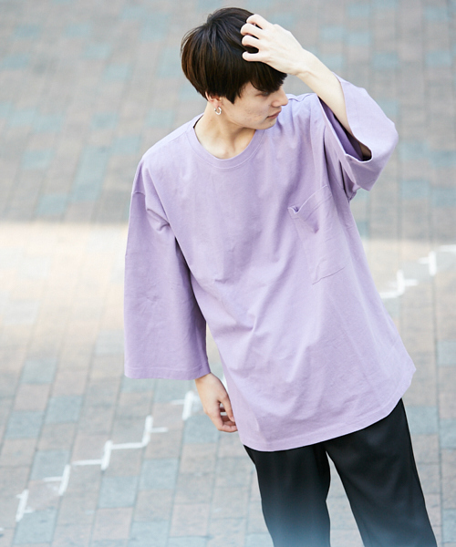 kutir(クティール)の「【ウルトラルーズシルエット】7分袖Tシャツ(Tシャツ/カットソー・メンズ・パープル/ブラック/ベージュ/ホワイト・MEDIUM/LARGE)」の21枚目の写真