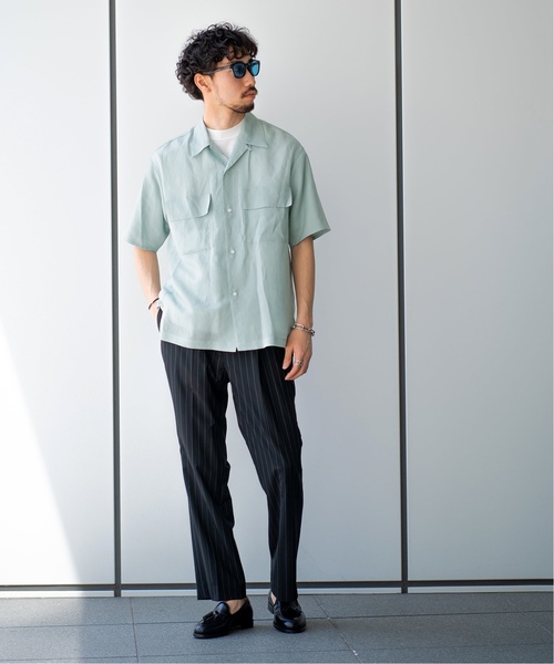 EDIFICE（エディフィス）の「LA BOUCLE / ラブ―クル ラミーWポケットオープンカラーSSシャツ（シャツ/ブラウス・メンズ・ベージュ/サックスブルー/ブラック・46/48/44）」の6枚目の写真