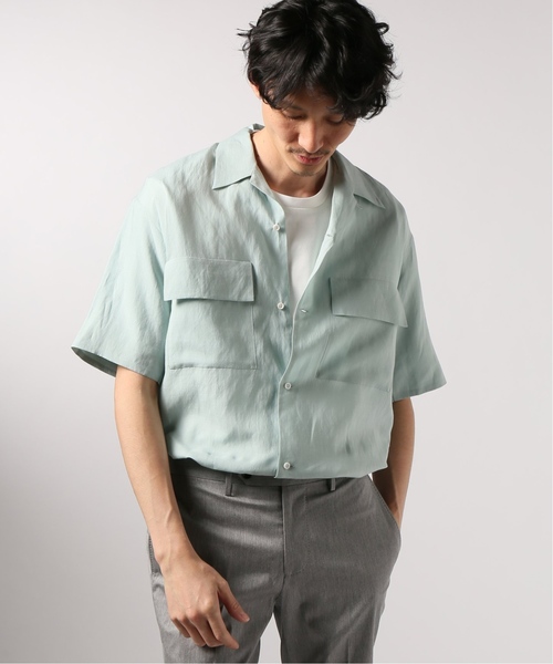 EDIFICE（エディフィス）の「LA BOUCLE / ラブ―クル ラミーWポケットオープンカラーSSシャツ（シャツ/ブラウス・メンズ・ベージュ/サックスブルー/ブラック・46/48/44）」の15枚目の写真